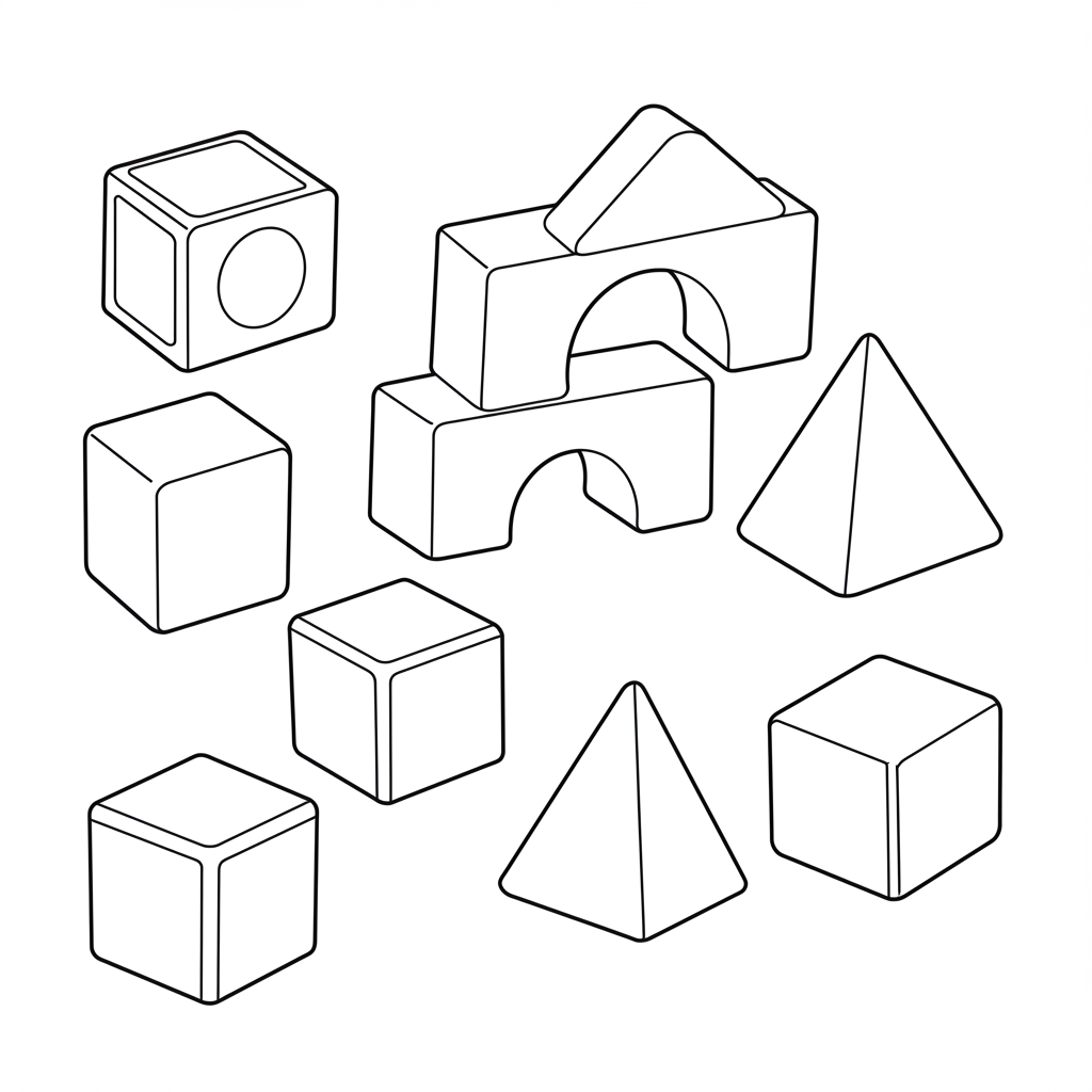 Children colouring blocks