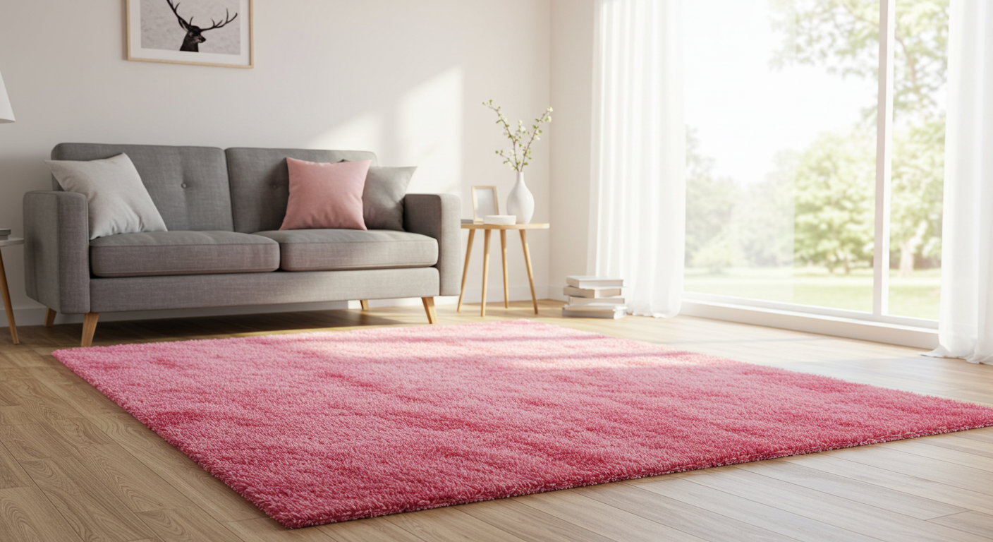 A new small pink carpet in a living room #1