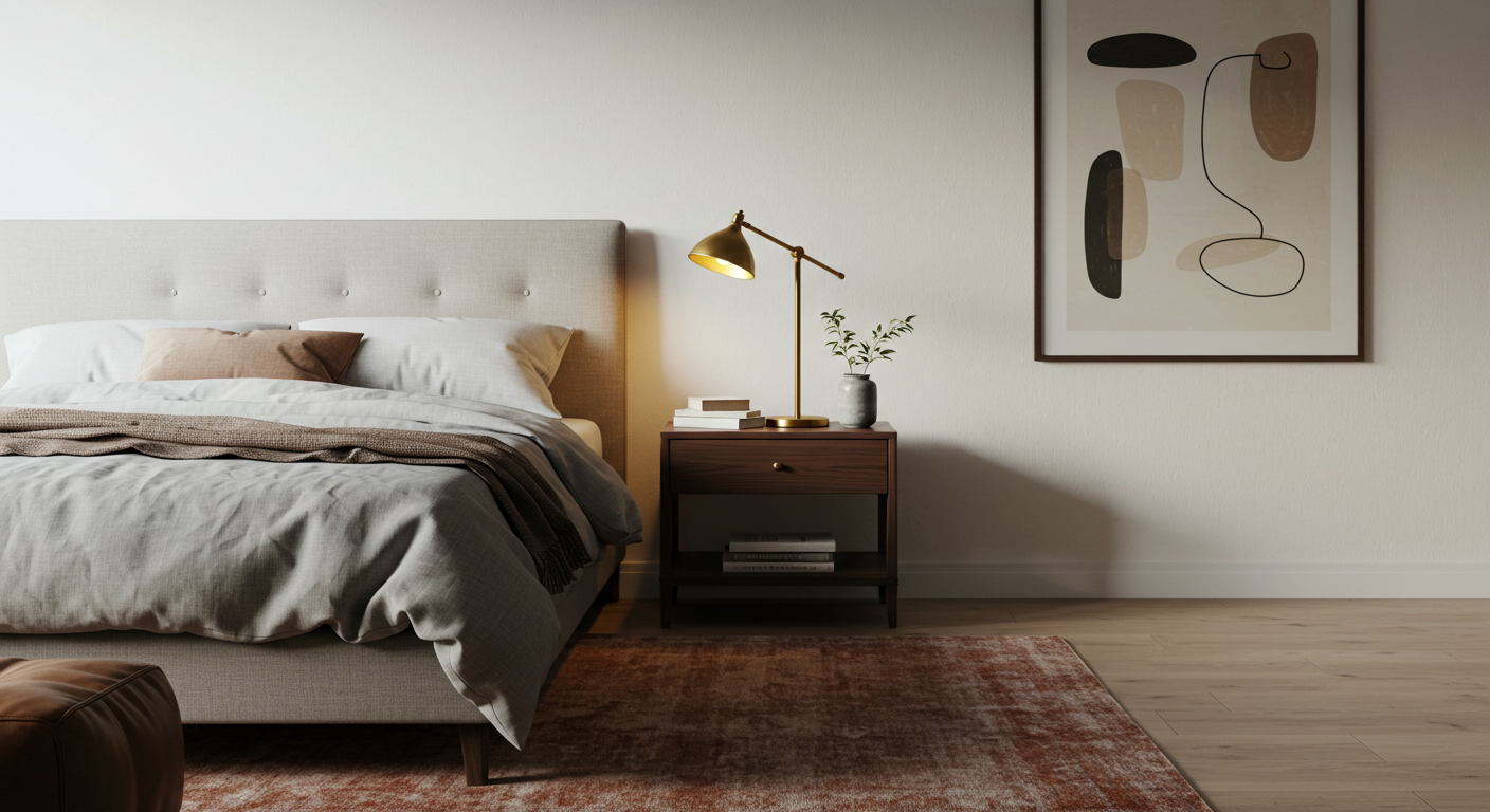 Modern bedroom interior with warm lighting #3