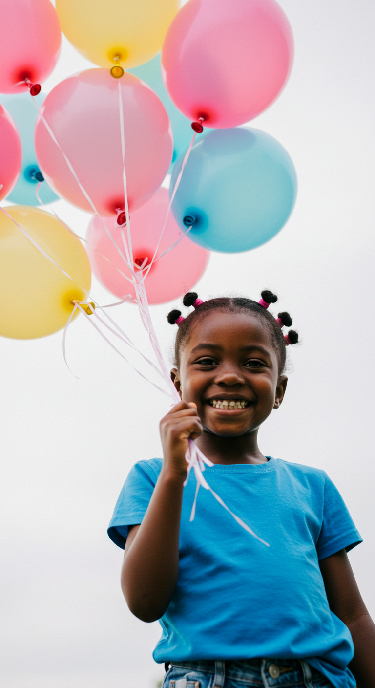 A black child holding balloons #1