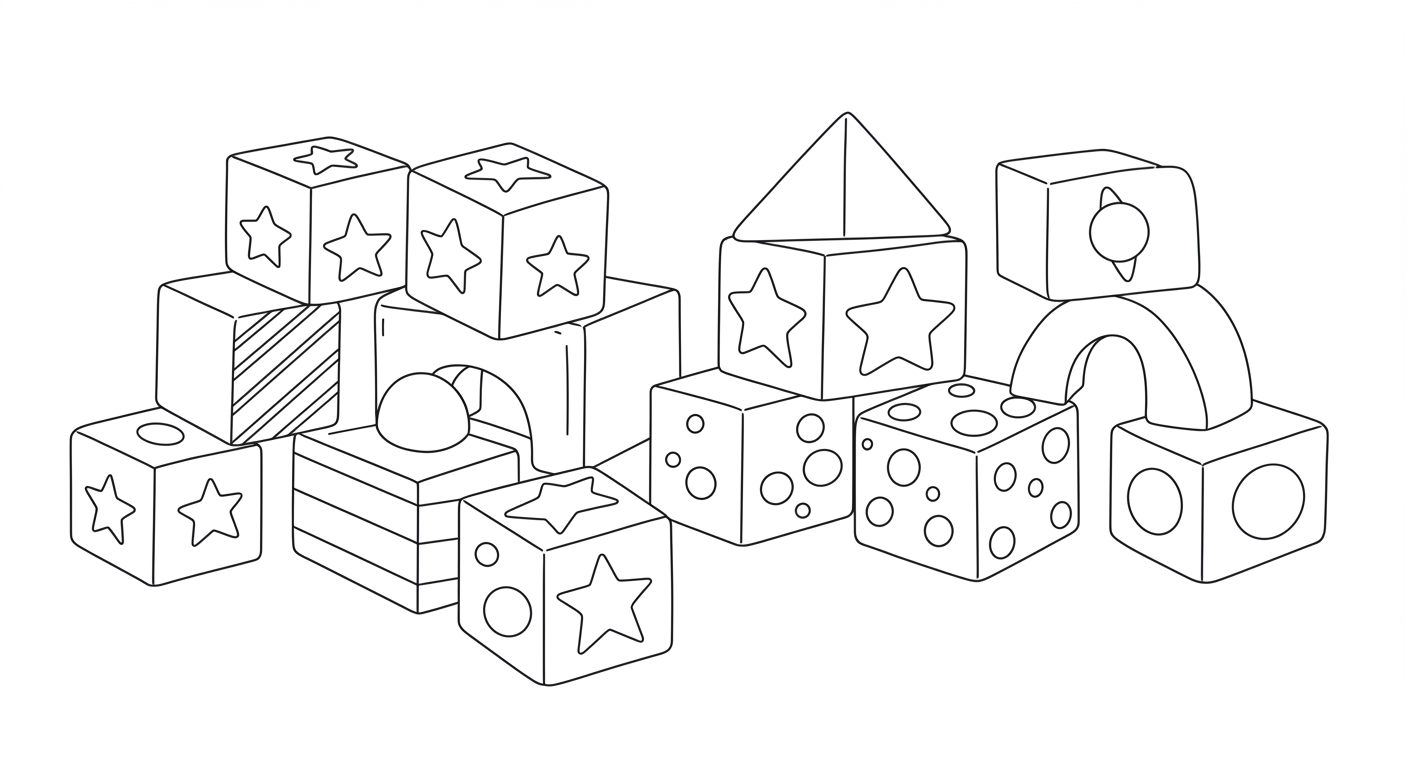 Children colouring blocks