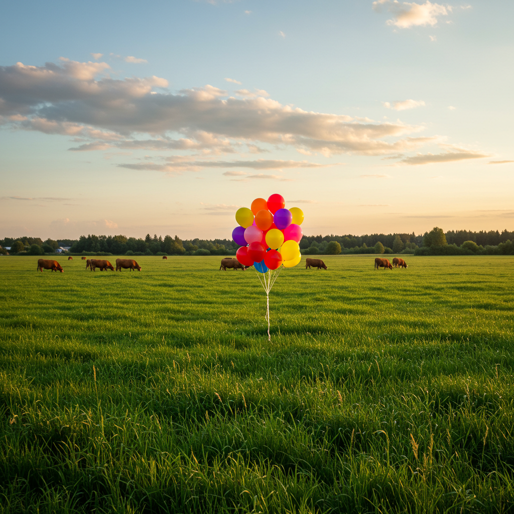 Balloons on a field
