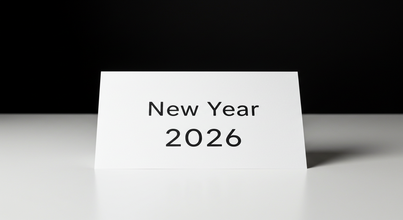 A white sheet with the inscription "New Year 2026" #1