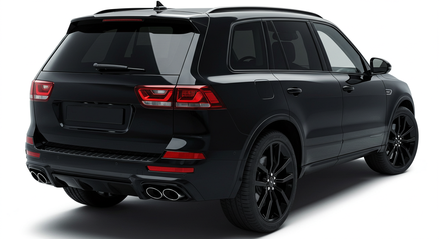 Back view of a black SUV #2