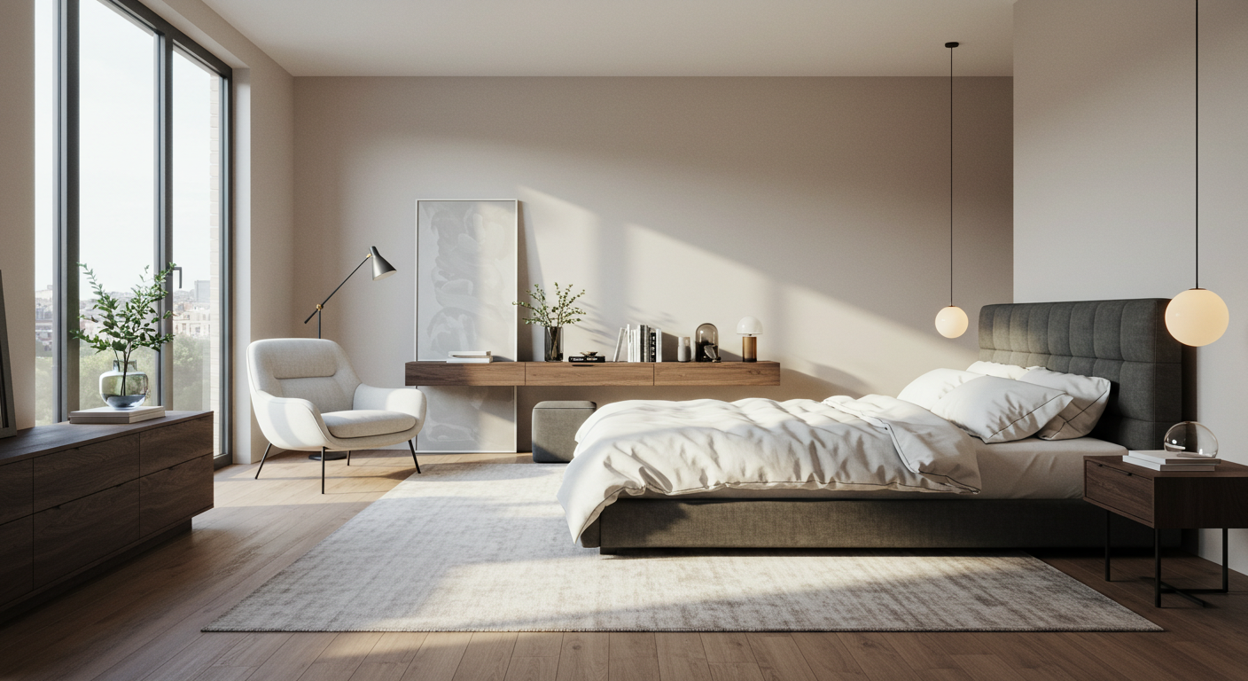 Modern bedroom interior with daylighting #4