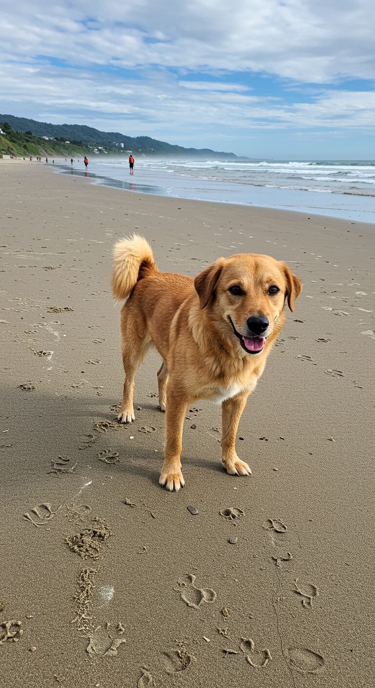 A brown dog on a beach #3