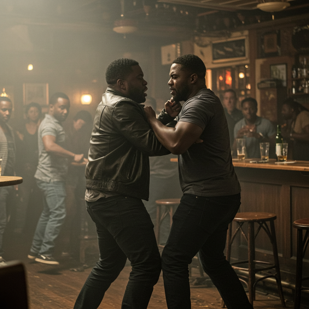Two black people in a bar fight #3