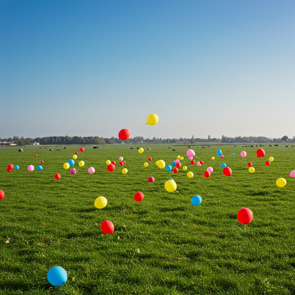 Balloons on a field
