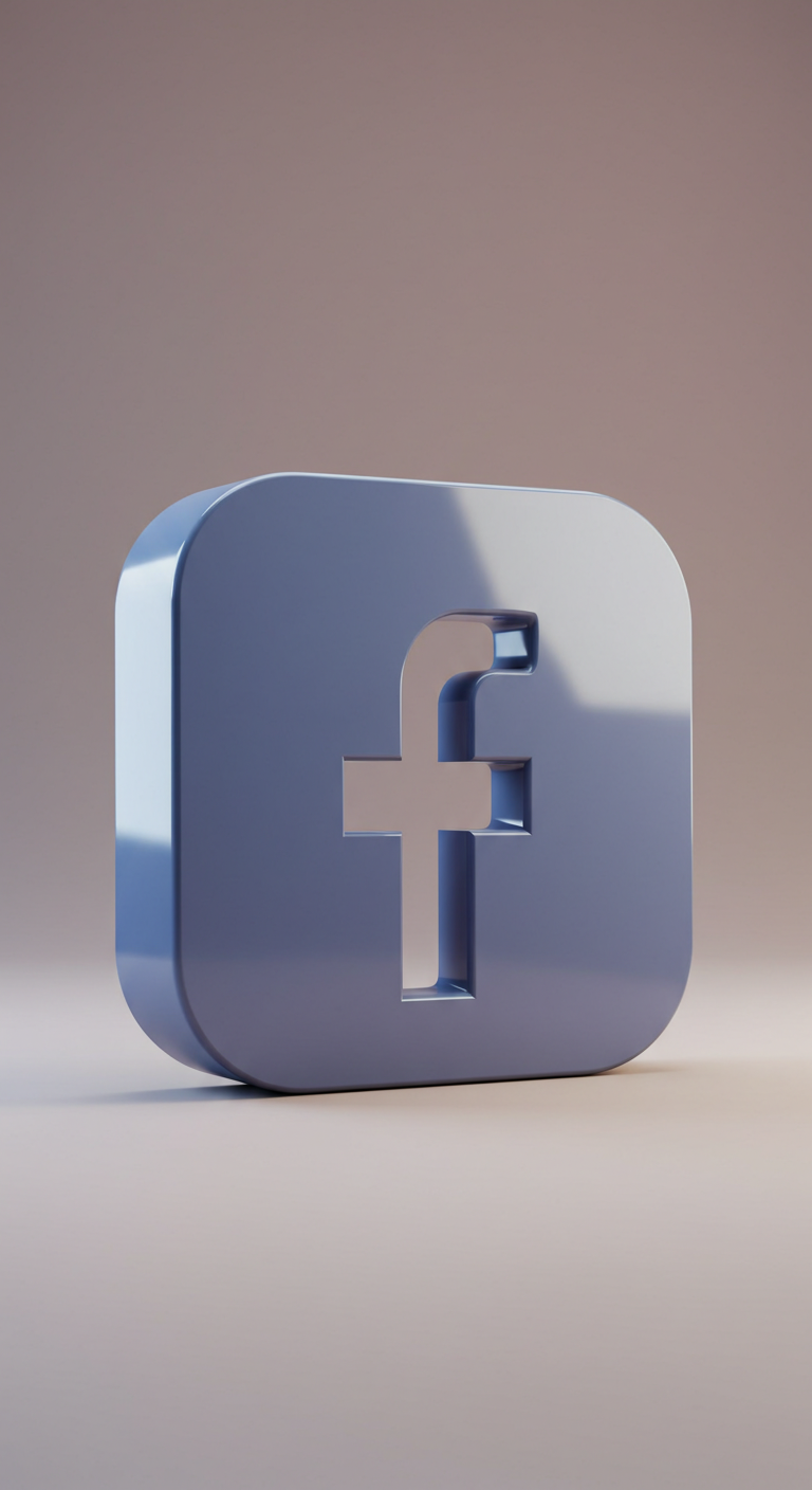 3D photo of Facebook icon