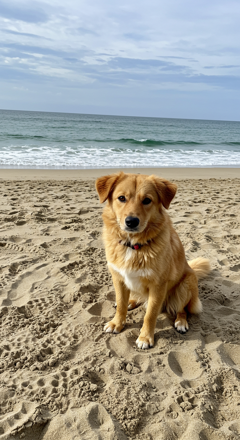 A brown dog on a beach #4