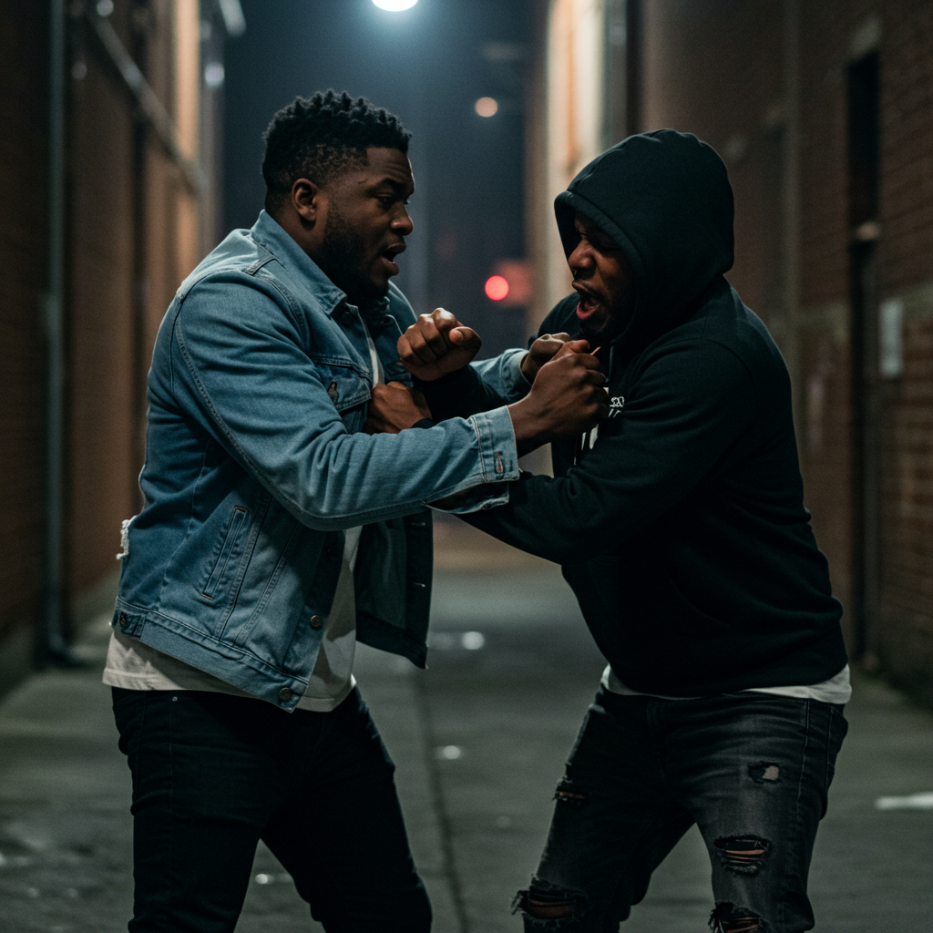 Two black people in a fight