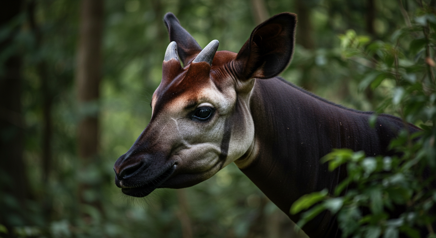 A close-up shot of an Okapi