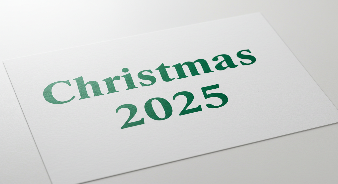 A white sheet with the inscription "Christmas 2025" #1