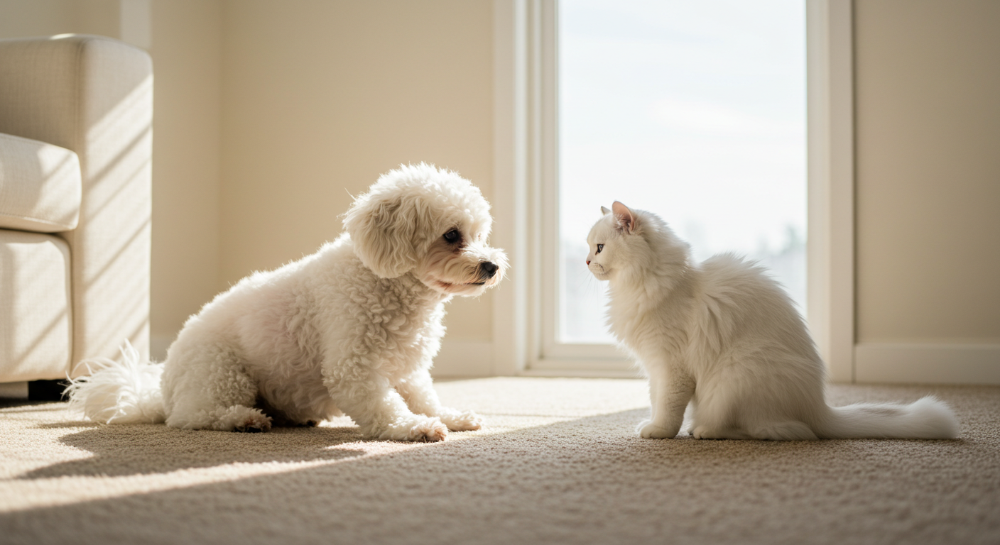 A white dog and a white cat #3