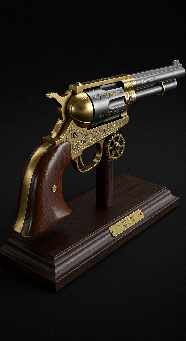 Steampunk revolver on display #1