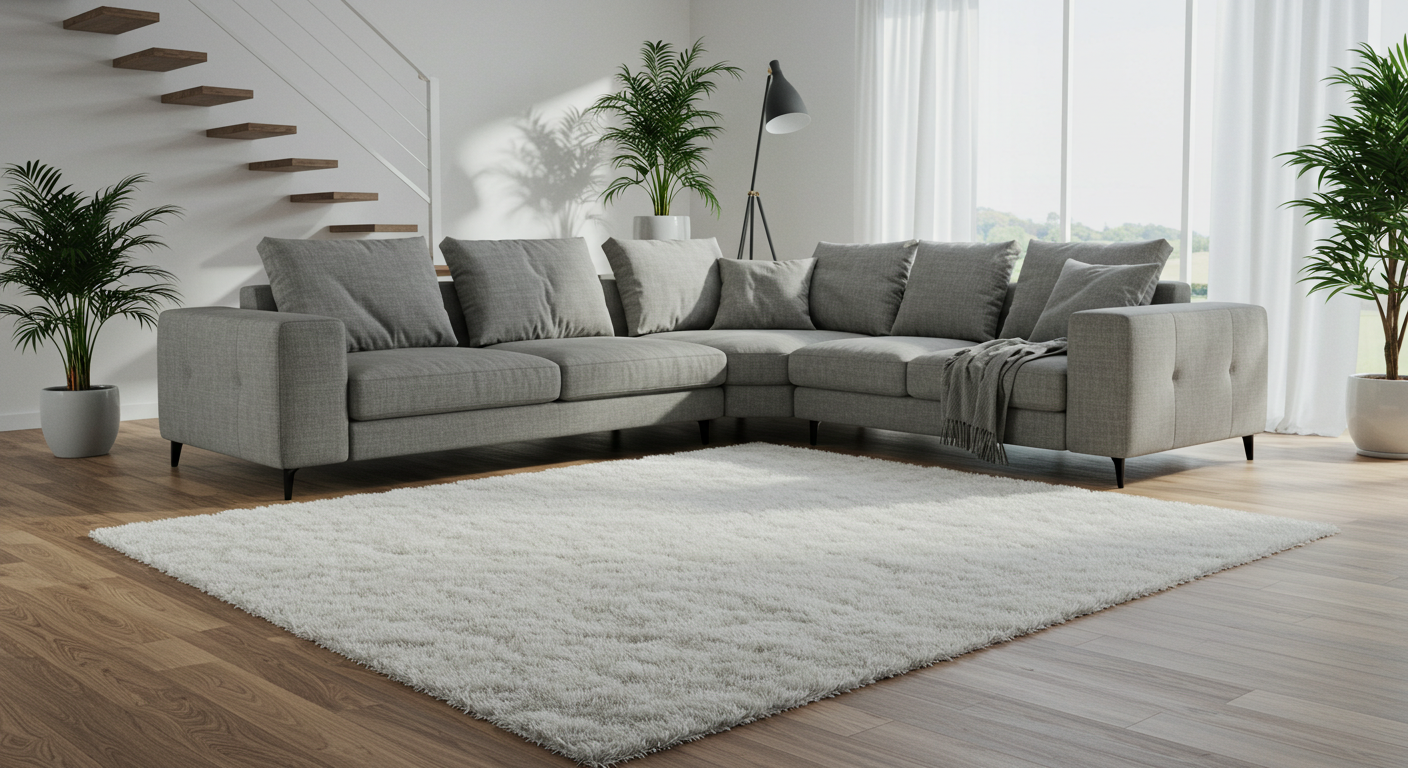 A new small white carpet in a living room #1