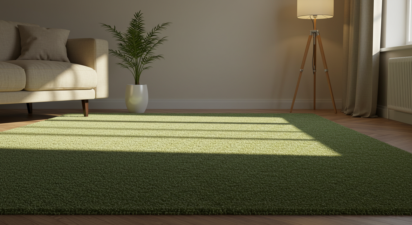 A new small green carpet in a living room #2