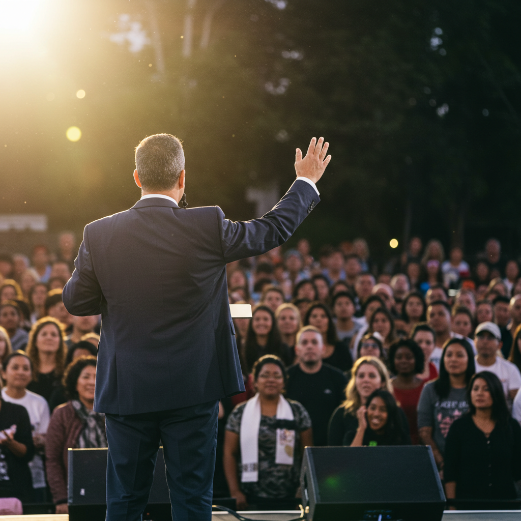 A Pastor preaching to a Large crowd #2