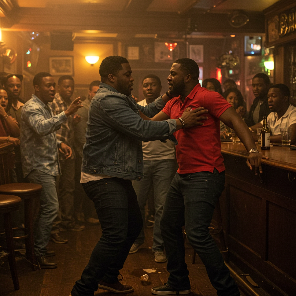 Two black people in a bar fight #1
