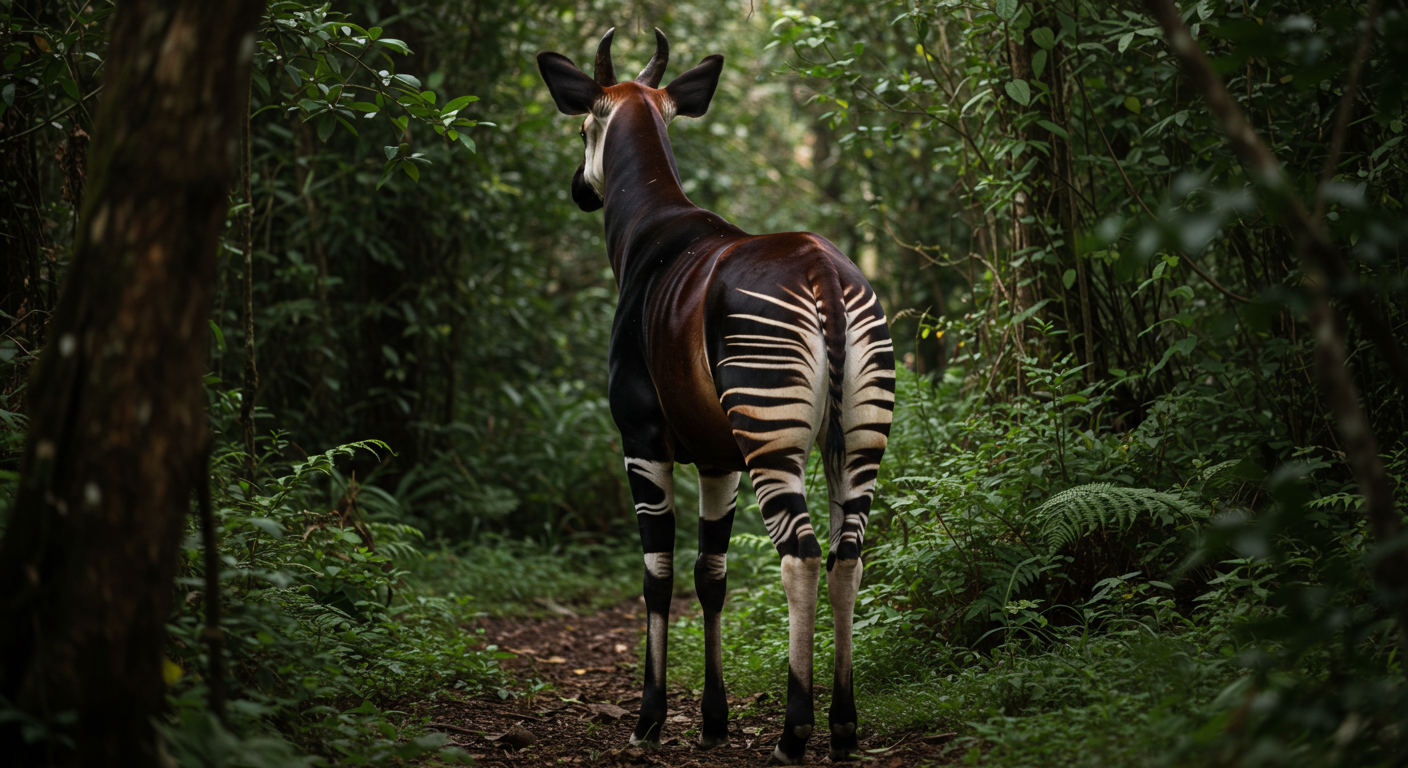 A back view of An Okapi