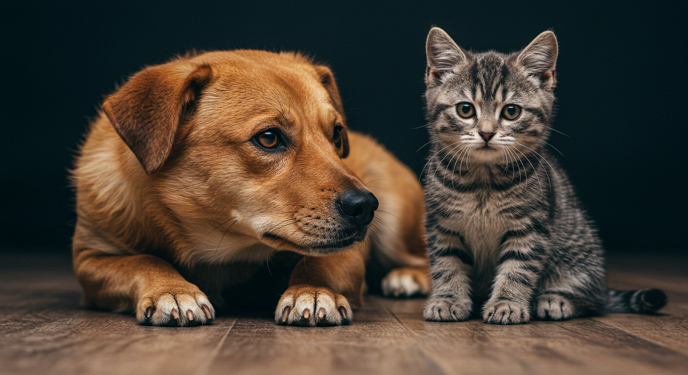 A brown dog and a grey cat #4