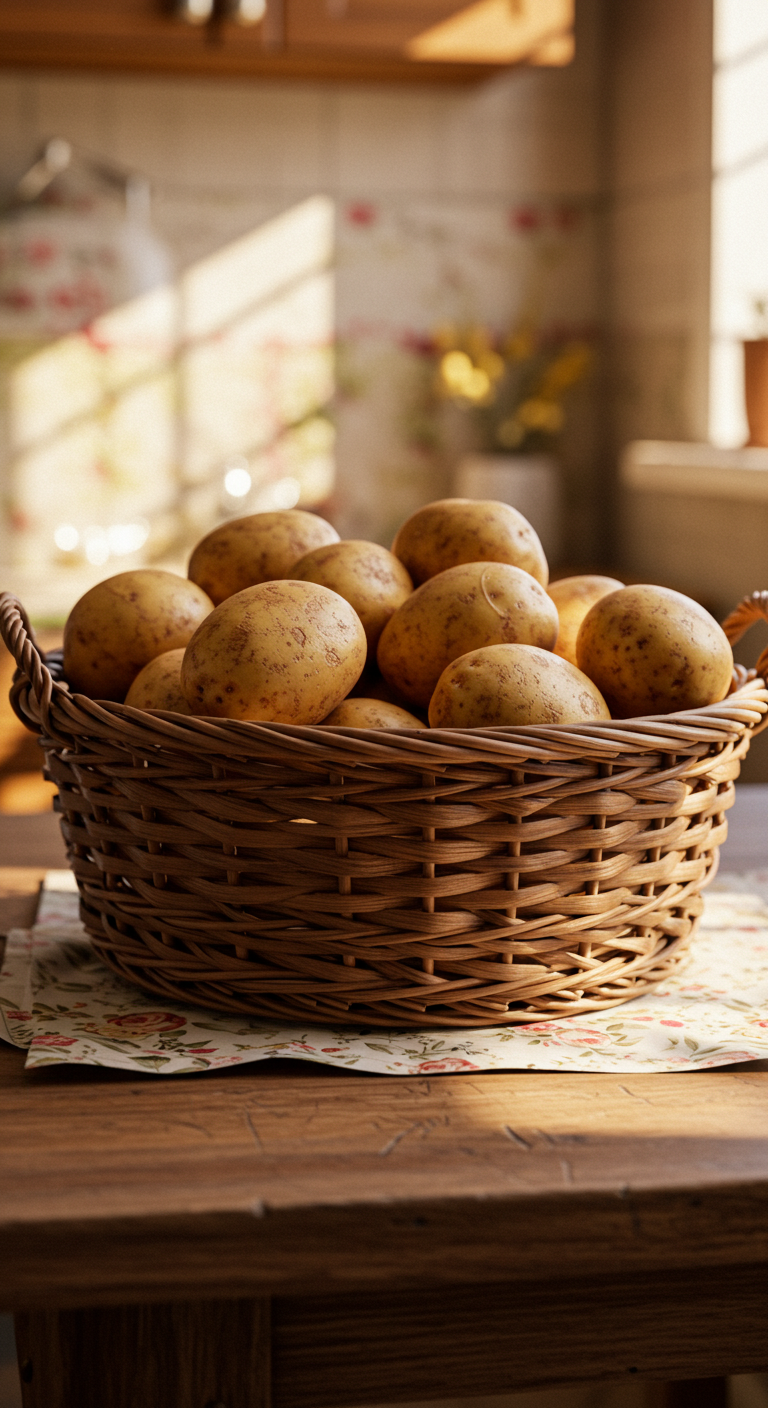 Potatoes in a basket on a table #1