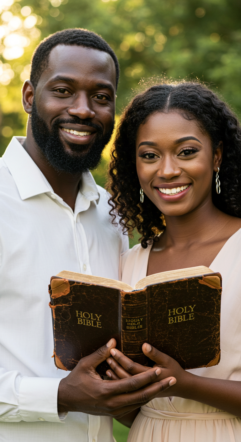 A black man and woman holding a bible #2