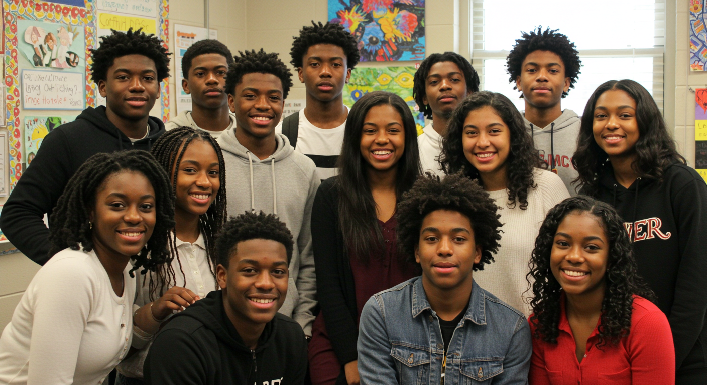 A group of black students posing for the camera #2