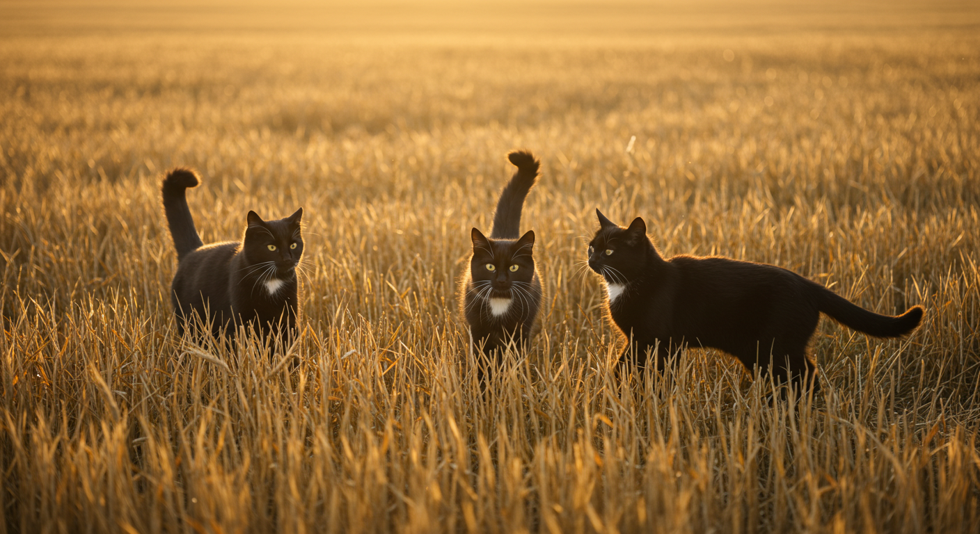 Black cats on a field #1