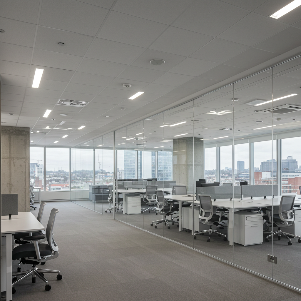 Modern open-plan office with glass walls #3
