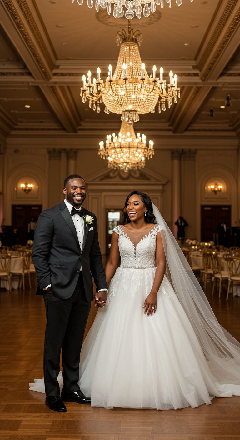 A black groom and bride smiling #2