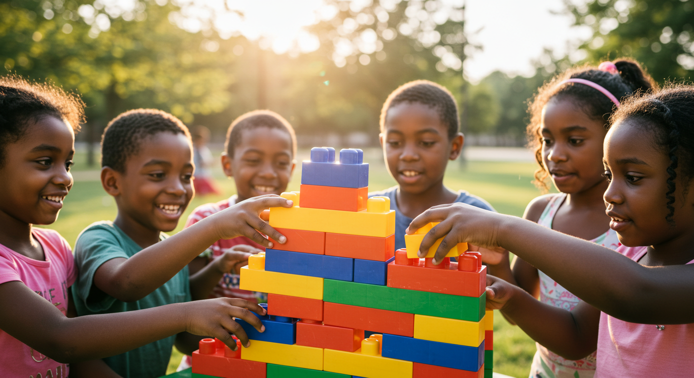 Black children playing with blocks #2