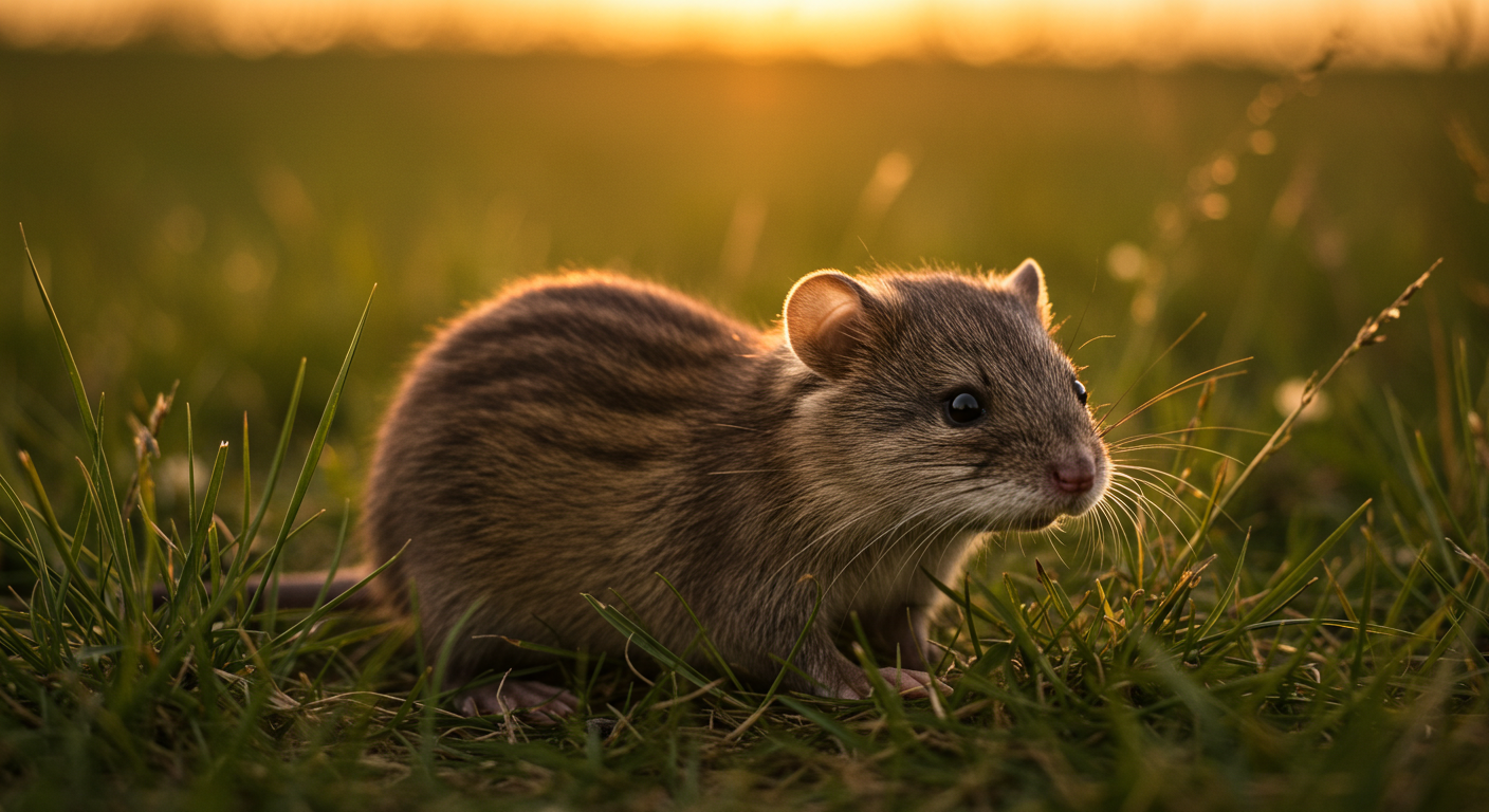 A cute otter zebra mouse in a field at sunset #4
