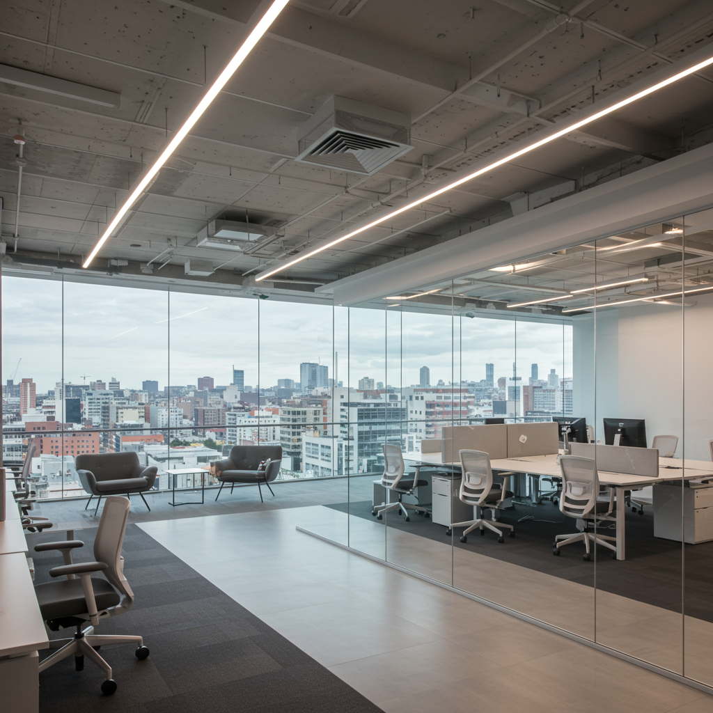 Modern open-plan office with glass walls #2