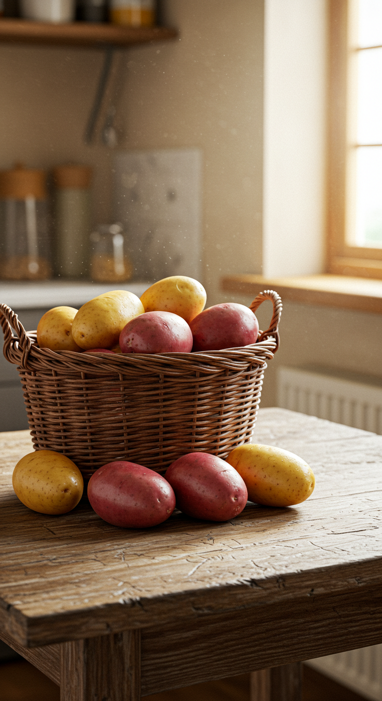 Potatoes in a basket on a table #4
