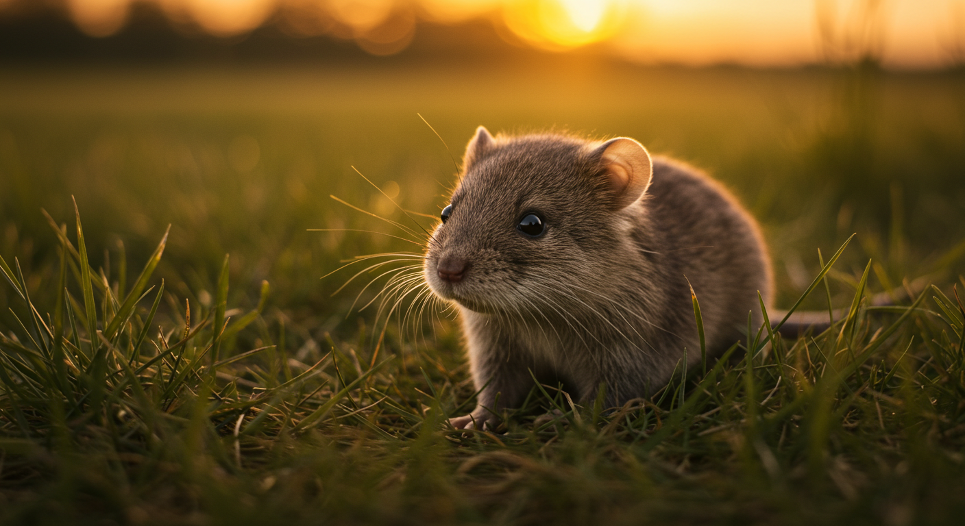 A cute otter zebra mouse in a field at sunset #2