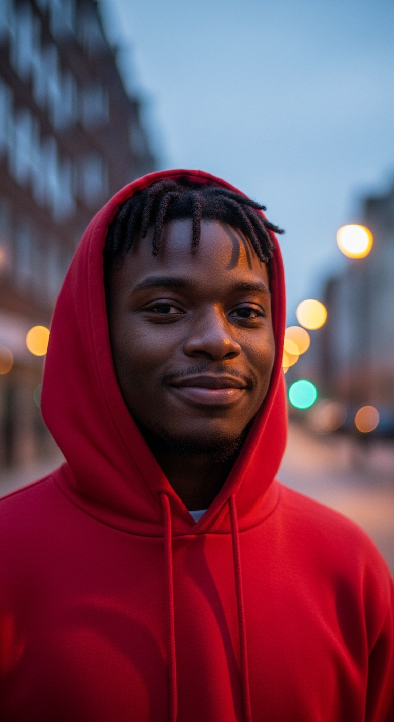 A young black man in a red hoodie #4