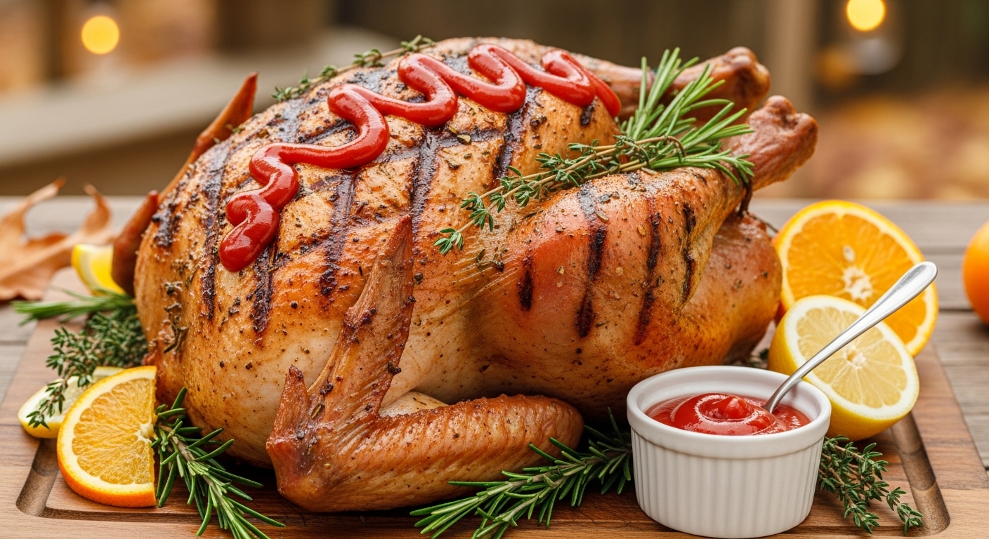 Thanksgiving grilled turkey with ketchup #1