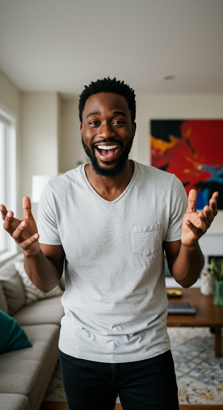 A happy black man saying yes #1