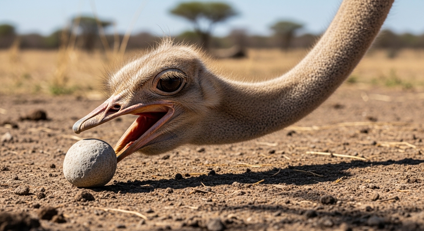 An ostrich eating stones #3