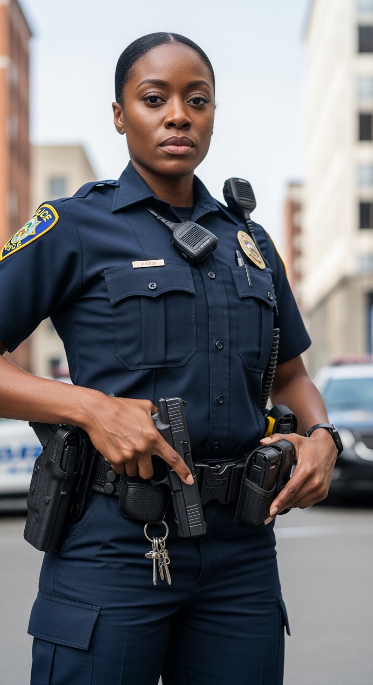A black female cop with her glock #1