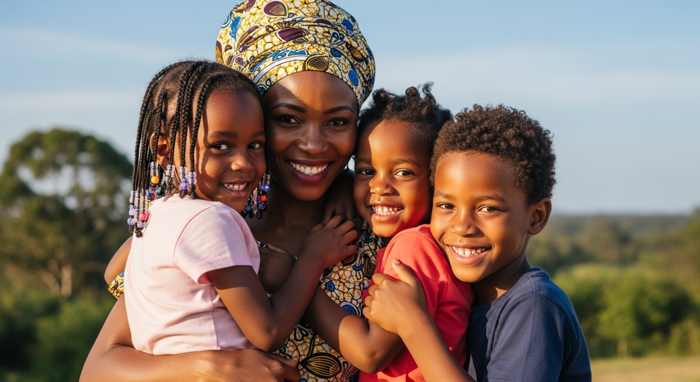 A happy African mother and her children #2