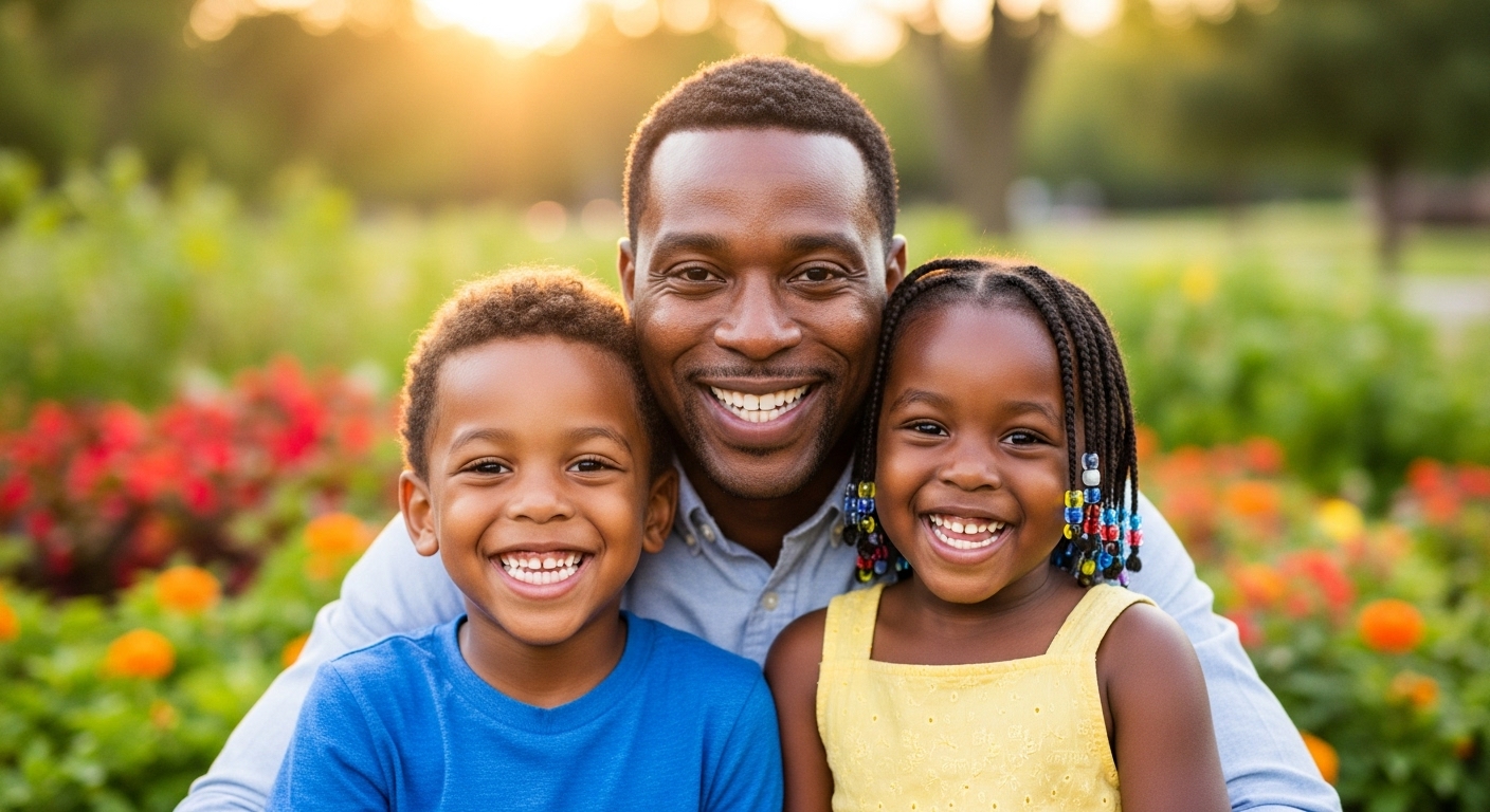 A happy African father and his children #3