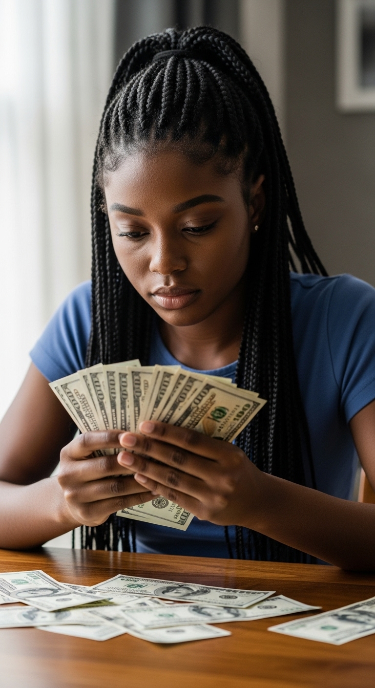 A young black man counting his dollars #2
