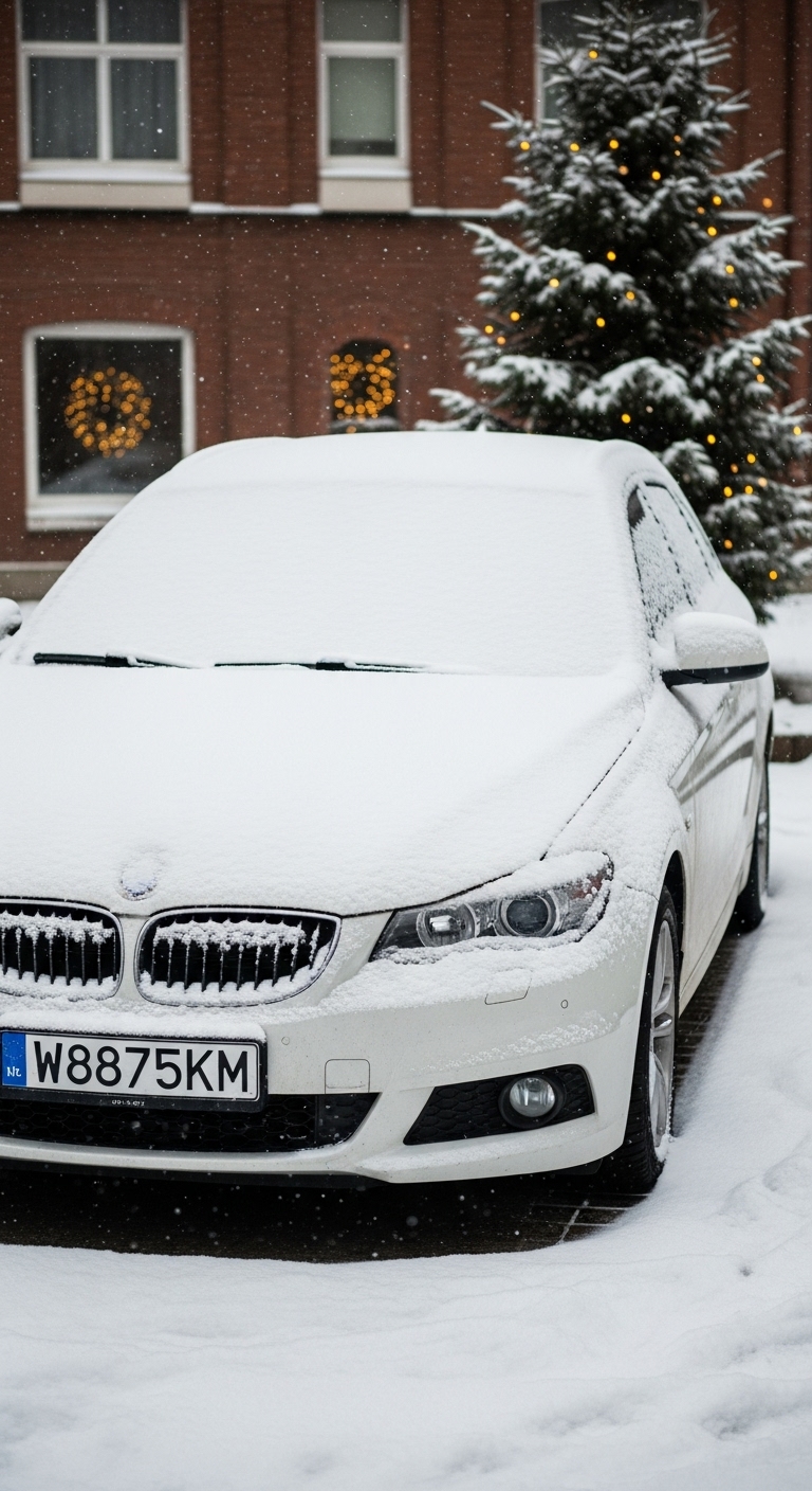Snow-covered car at Christmas #4