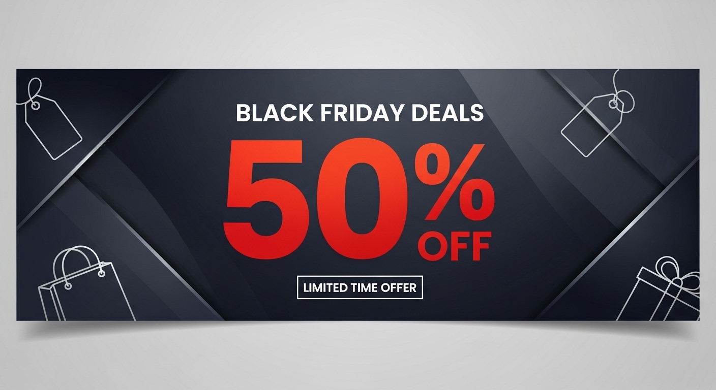 Black Friday deals banner with 50% off #3
