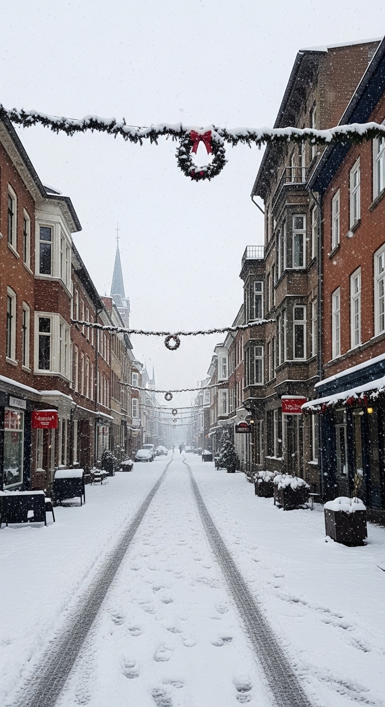 Snow-covered street at Christmas #4