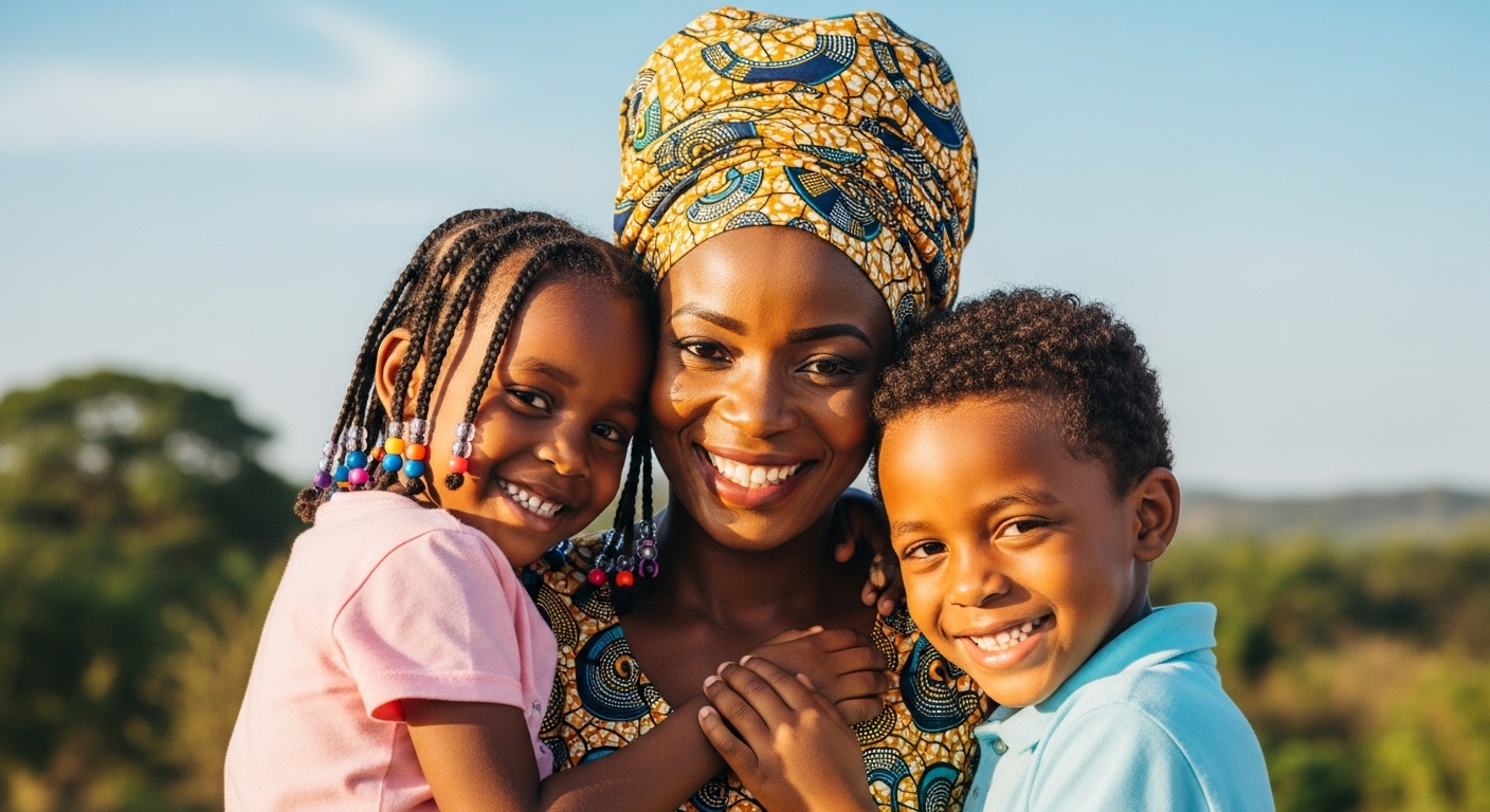 A happy African mother and her children #4