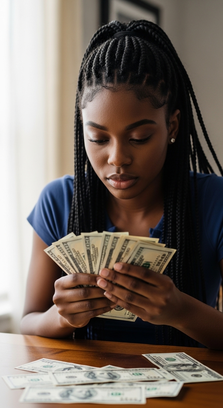 A young black man counting his dollars #4
