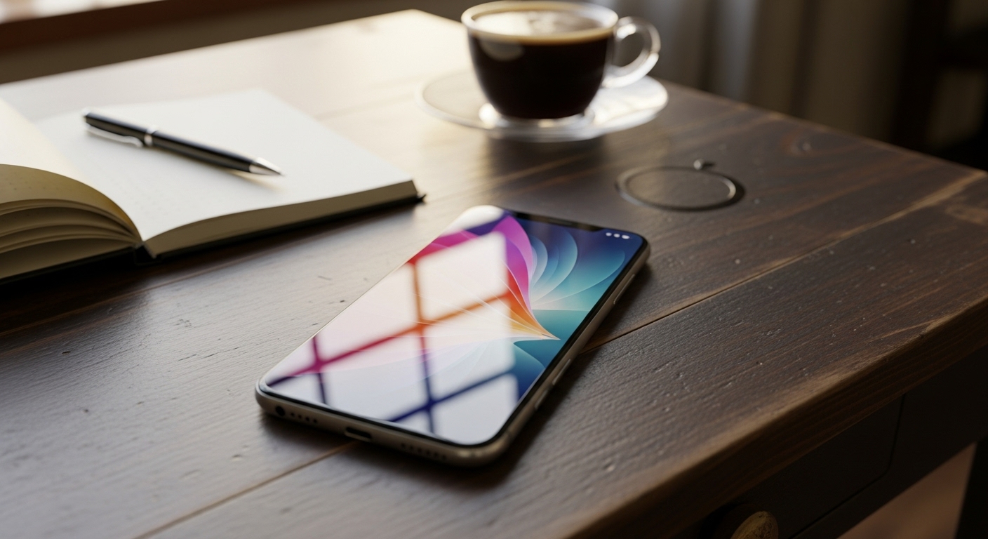 A mobile phone on a desk #4